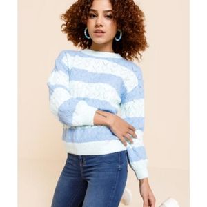 NWT Francesca's Lori Striped Pointelle Sweater